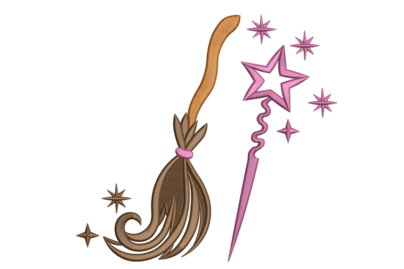 Bringing Whimsy to Life with the Magic Broom and Star Wand Embroidery Design