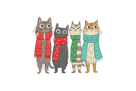 Cat Squad Christmas: A Modern Embroidery Design for Festive Customization