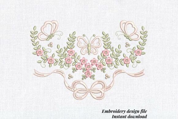 Floral Butterfly Border: Elevating Modern Textile Design with Romantic Precision