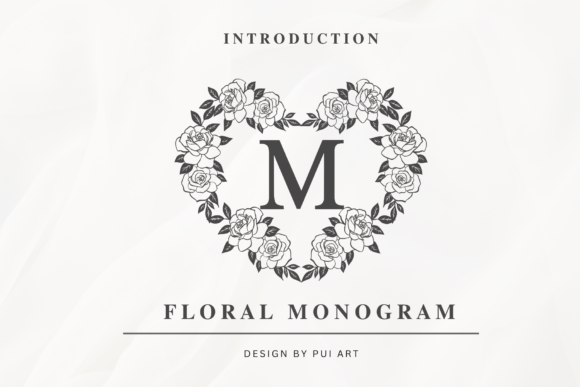 Floral Monogram: Elegant Serifs in Wreaths