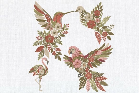 Floral Tropical Birds: Embroidery Set