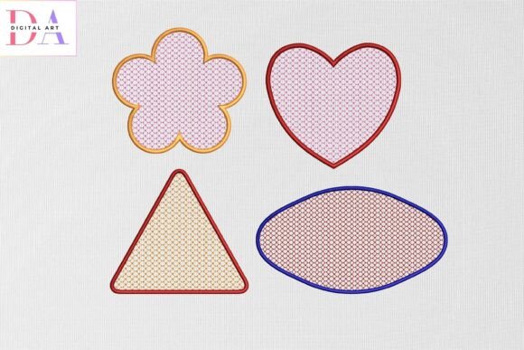 Heart Flower Triangle Oval: Elevating Modern Embroidery with Geometric and Organic Shapes