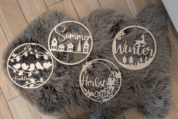 Laser Cut German Seasons Decor File Set: 4 Designs for Year-Round Crafting