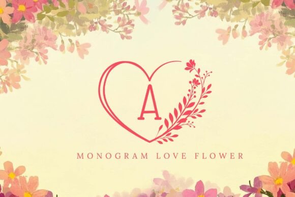 Monogram Love Flower: Elevating Romantic Design with Graceful Typography