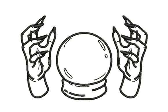 Strategic Symbolism: Leveraging the Mystical Hands with Crystal Ball Embroidery Design for Brand Differentiation