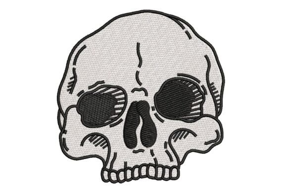 Stylized Human Skull Embroidery Design