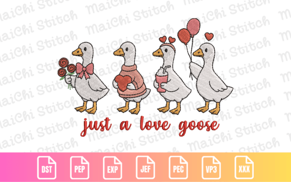 Valentine Goose Parade Embroidery Design