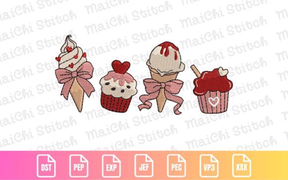 Valentine Ice Cream Cupcake: Sweetening Your Season with Embroidery